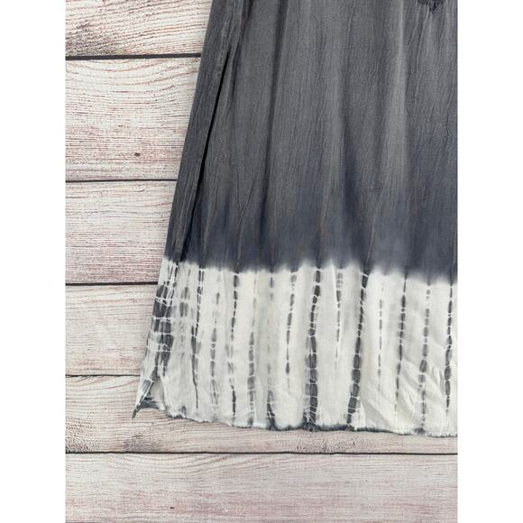 India Boutique Embroidered Rayon Dress Womens One Size Grey White Tie Dye - Picture 5 of 10